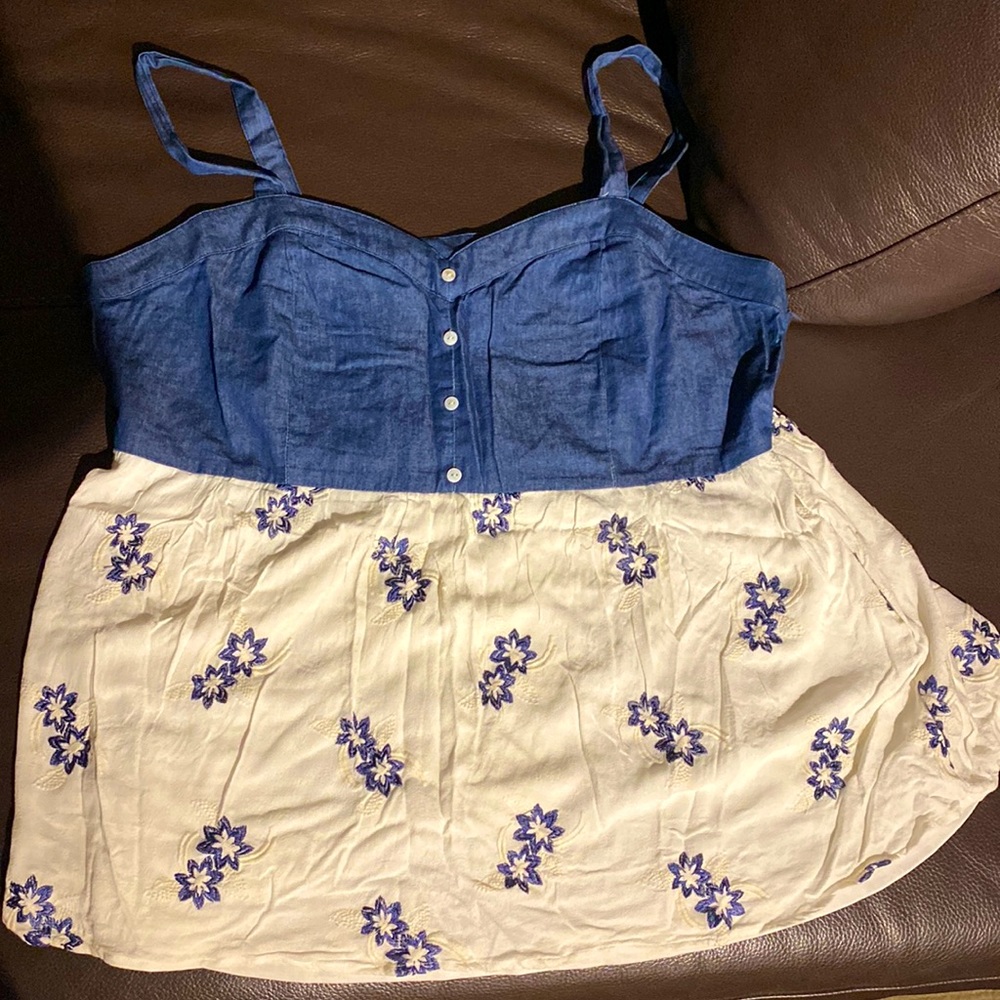 Denim floral peplum top